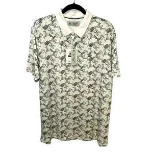 Original Penguin NWT Polo Shirt Golf All Over Print Shrimp Cocktail White Men XL